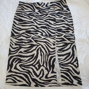 H&M Divided Metallic Zebra Print Pencil Skirt